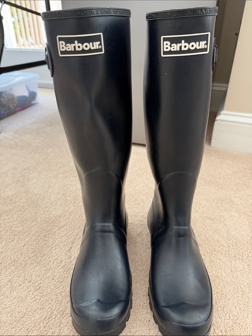 Barbour Black Tall Rubber Rain Boots